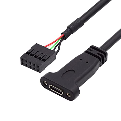 NFHK Einzel-Port USB 3.1 Typ C USB-C Buchse auf USB 2.0 Motherboard 9pin 10pin Header-Kabel 50cm mit Halterung von NFHK