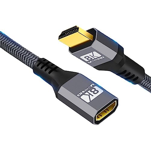 NFHK HDMI 2.1 UHD 8K Verlängerungskabel Stecker auf Buchse, Ultra-HD 8K 60Hz 4K 120Hz Kabel 48Gbs mit Audio 3D HDMI-Kabel 150CM von NFHK