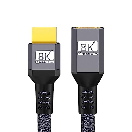 NFHK HDMI 2.1 UHD 8K Verlängerungskabel Stecker auf Buchse, Ultra-HD 8K 60Hz 4K 120Hz Kabel 48Gbs mit Audio 3D HDMI Kabel 50CM von NFHK