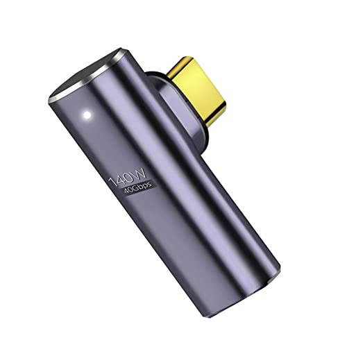 NFHK Magnetischer Stecker USB4 140 W 40 Gbit/s USB4 Typ C Stecker auf Buchse, flaches Profil, rechtwinklig, Stromdaten, 8K Video-Adapter für Laptop Handy von NFHK