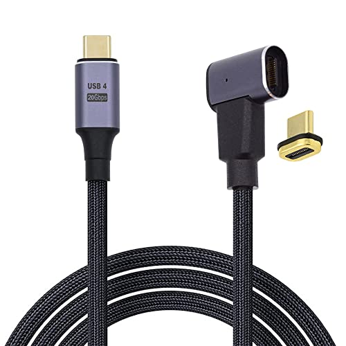 NFHK Magnetischer Stecker USB4 Kabel 20Gbps Links Rechts Gewinkelt 90 Grad mit 100W Aufladung und 8K@60Hz 5K@60Hz USB4.0 von NFHK