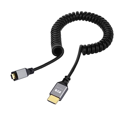 NFHK Micro HDMI 1.4 Stecker auf HDMI Stecker 4K 60hz Stretch Spulenkabel gerader Stecker für HDTV Computer Laptop Monitor von NFHK