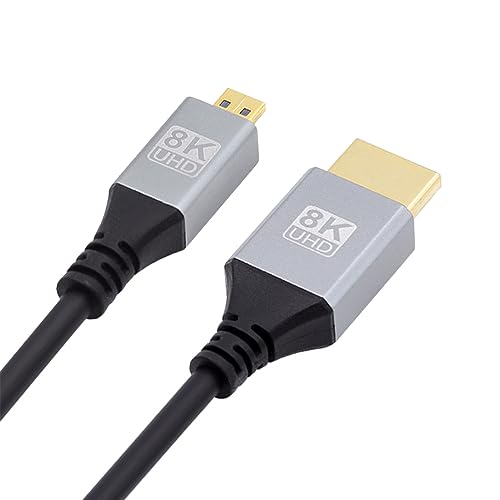 NFHK Micro HDMI 2.1 Ultradünnes HDTV-Kabel 8K 4K Hyper Super Flexible Slim Cord Typ-A auf Typ-D für Kamera HDTV 50CM von NFHK