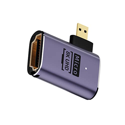 NFHK Micro-HDMI-Stecker auf HDMI 2.1-Buchse, linksgewinkelt, UHD-Verlängerung, Gold-Konverter-Adapter, unterstützt 8 K 60 Hz HDTV von NFHK