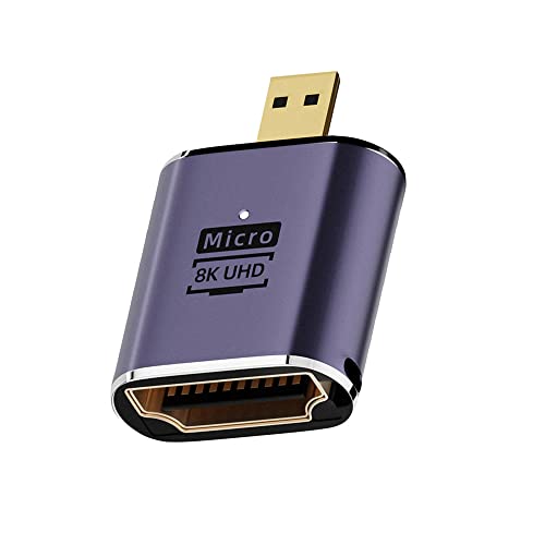 NFHK Micro HDMI Stecker auf HDMI 2.1 Buchse UHD Verlängerung Gold Konverter Adapter Unterstützt 8K 60hz HDTV von NFHK