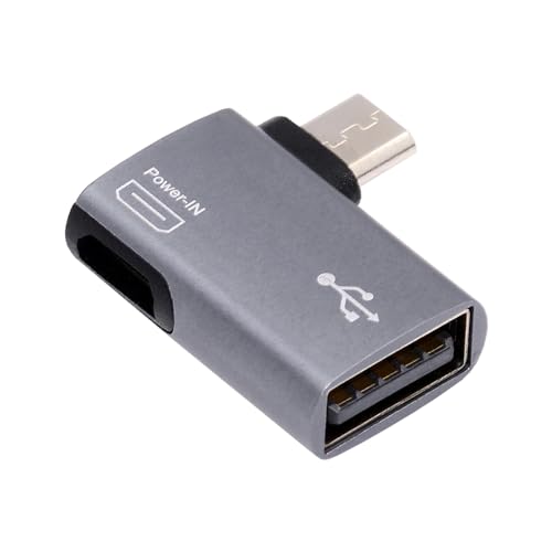 NFHK Micro-USB 2.0 auf Typ-A-Buchse, OTG-Host-Adapter, 90 Grad links gewinkelt, mit USB-Stromversorgung für Handy und Tablet NFHK Micro-USB 2.0 auf Typ-A-Buchse, OTG-Host-Adapter, 90 Grad links gewinkelt, mit USB-Stromversorgung für Handy und Tablet von NFHK
