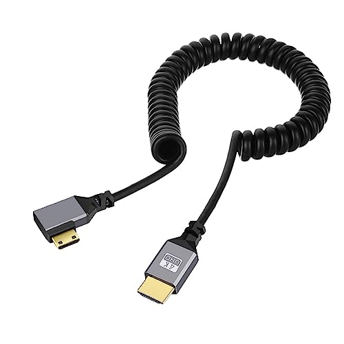 NFHK Mini HDMI 1.4 Stecker auf HDMI Stecker 4K 60hz Stretch Spiralkabel Links gewinkelt 90 Grad für HDTV Computer Laptop Monitor von NFHK
