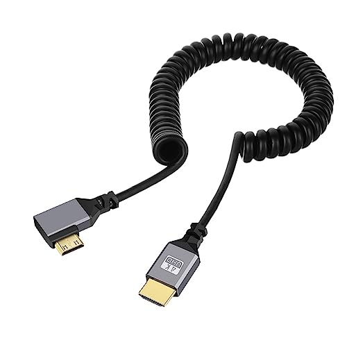 NFHK Mini HDMI 1.4 Stecker auf HDMI Stecker 4K 60hz Stretch Spiralkabel rechtwinklig 90 Grad für HDTV Computer Laptop Monitor... von NFHK