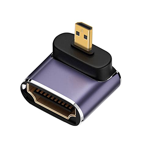 NFHK Nach Oben abgewinkelter Micro HDMI Stecker auf HDMI 2.1 Buchse UHD Verlängerung Gold Konverter Adapter unterstützt 8K 60hz HDTV von NFHK