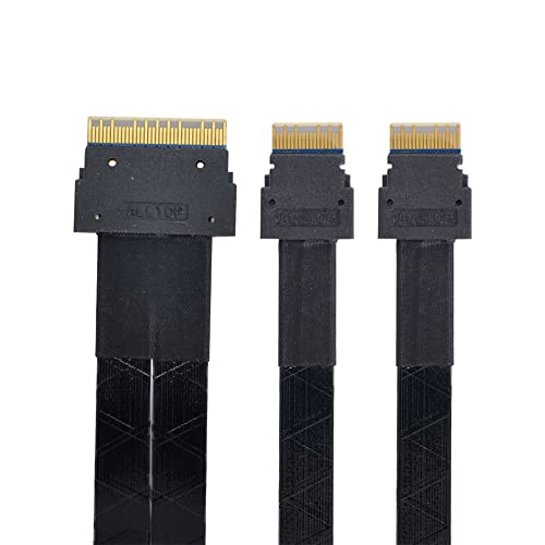 NFHK PCI-E Ultraport Slimline SAS Slim 4.0 SFF-8654 8i 74pin auf Dual SFF-8654 4i 38pin Kabel 40cm PCI-Express von NFHK