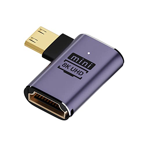 NFHK Rechtwinkliger Mini-HDMI-Stecker auf HDMI 2.1 Buchse, UHD-Verlängerung, Gold-Konverter-Adapter, unterstützt 8K 60Hz HDTV von NFHK