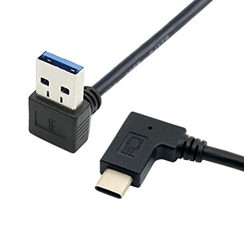 NFHK Reversibles USB 3.1 USB-C abgewinkelt auf 90 Grad nach unten abgewinkeltem A-Stecker-Datenkabel für MacBook & Tablet & Handy von NFHK