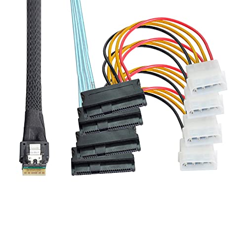 NFHK Slimline SAS 4.0 SFF-8654 4i 38pin Host auf 4 SAS 29pin SFF-8654 Target Hard Disk Fanout Raid Kabel von NFHK
