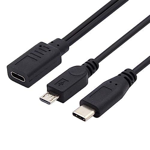 NFHK Typ-C USB-C Buchse auf USB-C Typ C USB 3.1 & Micro USB Stecker Splitter Verlängerungskabel von NFHK