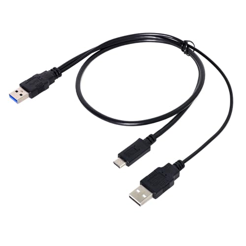 NFHK Typ-C USB-C auf USB 3.0 Stecker USB 2.0 Dual Power Daten Y-Kabel für Laptop-Festplatte NFHK Typ-C USB-C auf USB 3.0 Stecker USB 2.0 Dual Power Daten Y-Kabel für Laptop-Festplatte von NFHK