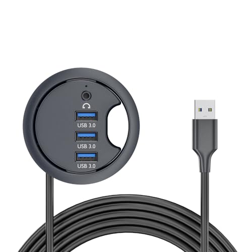 NFHK USB 3.0 Hub Soundkarte 3 Port USB 60 mm Schreibtisch Tülle Splitter Dockstation Kopfhörer Mikrofon Audio Interface für Desktop PC von NFHK
