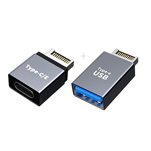 NFHK USB-3.1-Frontplatten-Header-Stecker Typ E auf Typ-A und Typ-C-USB-C-Motherboard-Verlängerungsdatenadapter, 2 Stück von NFHK