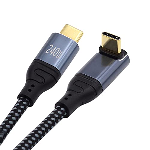 NFHK USB-C 240 W Typ-C-Kabel, 480 Mbit/s, 48 V, 5 A, nach oben und unten abgewinkelt, 90 Grad, kompatibel mit USB 2.0, 100 W, Aufladen für Laptop, Tablet, Handy, 50 cm von NFHK