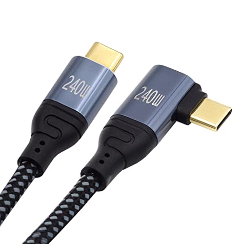 NFHK USB-C 240W Typ-C Kabel 480Mbps 48V 5A Links Rechts Gewinkelt 90 Grad Kompatibel mit USB2.0 100W Laden für Laptop Tablet Telefon 50cm von NFHK