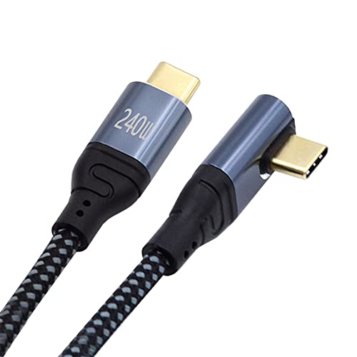 NFHK USB-C 240W Typ-C Kabel 480Mbps 48V 5A Low Profile gewinkelt 90 Grad kompatibel mit USB2.0 100W Laden für Laptop Tablet Phone 200cm von NFHK