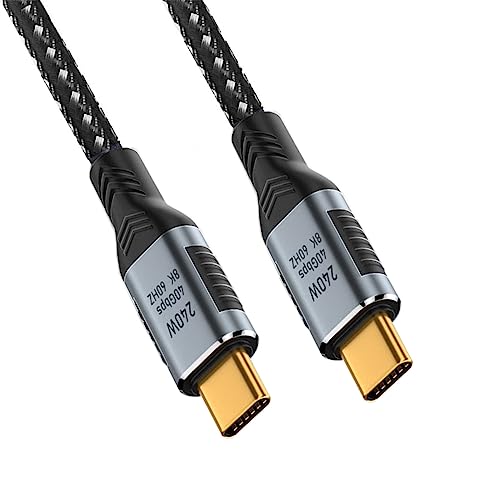 NFHK USB-C 240W USB4 Kabel 40Gbps USB 3.1 100W 8K @ 60Hz 5K USB 4.0 Kompatibel mit Thunderbolt3/4 100CM von NFHK