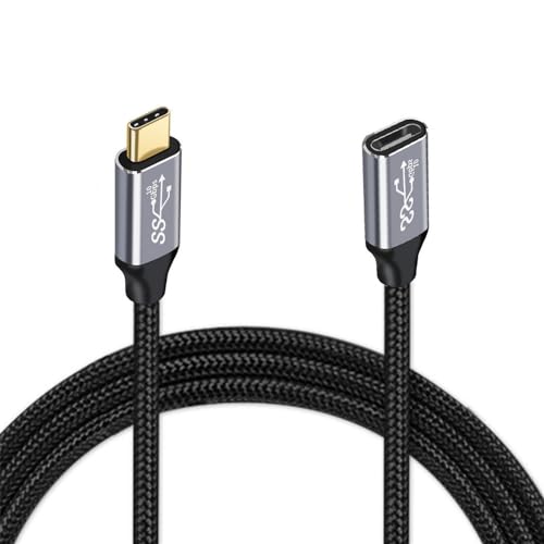 NFHK USB-C USB 3.1 Typ-C Stecker auf Buchse, Verlängerungs-Datenkabel, 10 Gbit/s, 100 W, mit Hülle für Laptop, Handy, 100 cm von NFHK