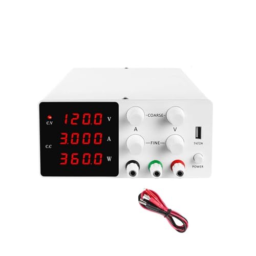 Labornetzgerät, Einstellbares 120V 3A DC Netzteil USB LED Digital Lab Bench Stromquelle Stabilisierter Netzteil Spannungsregler Schalter(120V 3A 360W black) von NGBFF