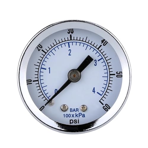 Manometer, 0–60 PSI 1/8 Zoll BSPT Luftkompressor-Hydraulik-Manometer, 0–60 PSI, rückseitige Montage, 40 mm Zifferblatt Manometer, 0–60 PSI 1/8 Zoll BSPT Luftkompressor-Hydraulik-Manometer, 0–60 PSI, rückseitige Montage, 40 mm Zifferblatt von NGBFF