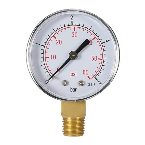 Manometer, 50 mm Manometer, Poolfilter, Wasserdruck-Zifferblatt, hydraulisches Manometer, Manometerdruck, 1/4 Zoll BSPT-Gewinde, 0–60 psi, 0–4 bar Manometer, 50 mm Manometer, Poolfilter, Wasserdruck-Zifferblatt, hydraulisches Manometer, Manometerdruck, 1/4 Zoll BSPT-Gewinde, 0–60 psi, 0–4 bar von NGBFF