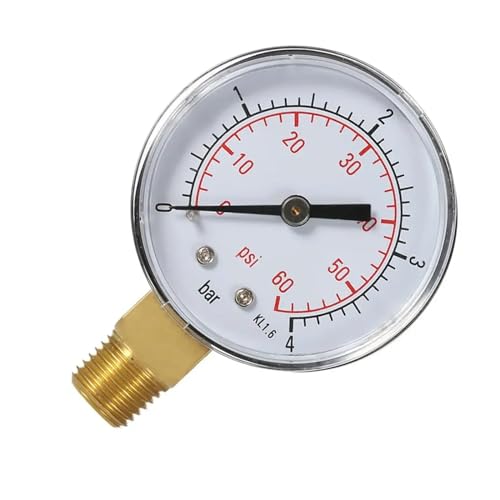 Manometer, Praktisches Mini-Wasserdruckmessgerät for Pool-Spa-Filter, 0–60 PSI, 0–4 bar, seitliche Montage, 1/4 Zoll Rohrgewinde NPT TS-50 Manometer, Praktisches Mini-Wasserdruckmessgerät for Pool-Spa-Filter, 0–60 PSI, 0–4 bar, seitliche Montage, 1/4 Zoll Rohrgewinde NPT TS-50 von NGBFF