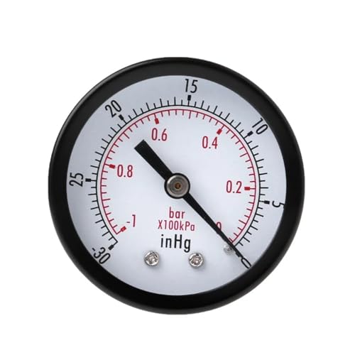 Manometer, Vakuummanometer, 50 mm Zifferblattgröße, Manometer, 1/4 Zoll BSPT-Gewinde, robuste Metallaußenseite for Gehäuse, 0–30 Zoll Hg, 0–1 bar, Doppel-Sca M4YD Manometer, Vakuummanometer, 50 mm Zifferblattgröße, Manometer, 1/4 Zoll BSPT-Gewinde, robuste Metallaußenseite for Gehäuse, 0–30 Zoll Hg, 0–1 bar, Doppel-Sca M4YD von NGBFF