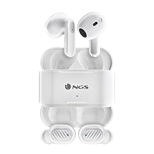 NGS ARTICA Duo White - Zwei Unabhängige Kabellose Kopfhörer, Kompatibel mit True Wireless Stereo und Bluetooth 5.1, Touch Control, 30h Akkulaufzeit, Weiß von NGS