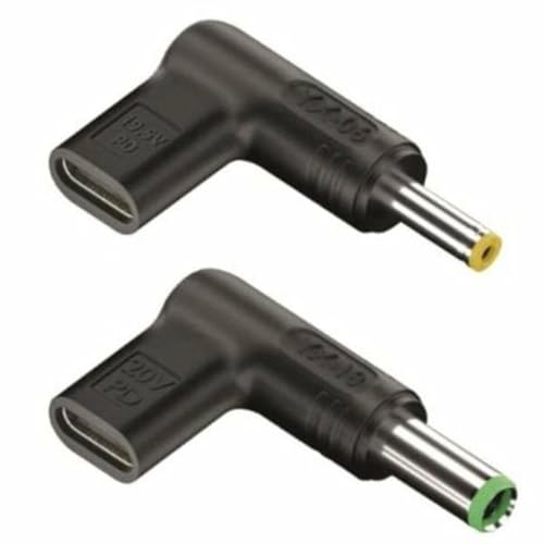 NGS BUD-T - Packung mit 2 USB-C-Steckern für TOSHIBA Laptop, Fast Charge Power Delivery (PD), rechtwinkliges Design, kompakte Adapter, kompatibel mit Toshiba-Modellen von NGS