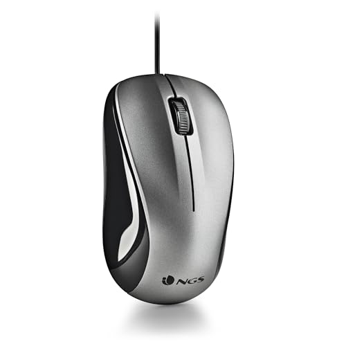 NGS Crew - Optische Maus von 1200dpi und USB Cable, Computer- oder Laptop-Maus mit 2 Tasten, für Links- und Rechtshänder, Grau NGS Crew - Optische Maus von 1200dpi und USB Cable, Computer- oder Laptop-Maus mit 2 Tasten, für Links- und Rechtshänder, Grau von NGS