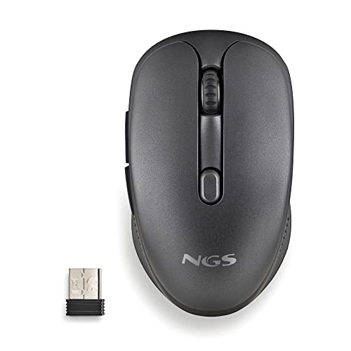 NGS EVO RUST BLACK - Wiederaufladbare kabellose Maus 2,4 GHz für Computer/Laptop/MacBook/PC/Mac/iPad/Tablet, Silent Keys, 3 einstellbare dpi-Stufen: 800/1200/1600. Entwickelt für Rechtshänder, Schwarz von NGS