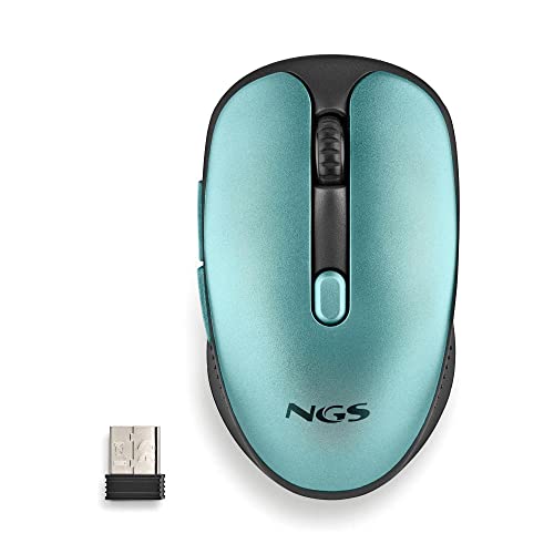NGS EVO Rust Ice - Wiederaufladbare kabellose Maus 2,4 GHz für Computer/Laptop/MacBook/PC/Mac/iPad/Tablet, Silent Keys, 3 einstellbare DPI-Stufen: 800/1200/1600. Entwickelt für Rechtshänder, blau. von NGS