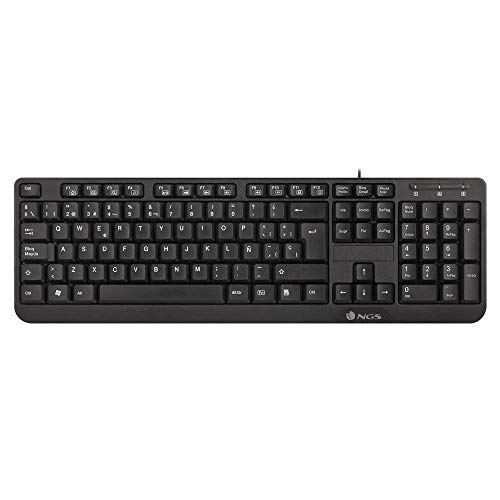 NGS FUNKYV3 USB-Tastatur mit 12 Multimedia-Tasten, 140cm-Kabel und Plug&Play-Funktion (QWERTY Portugiesisch) von NGS