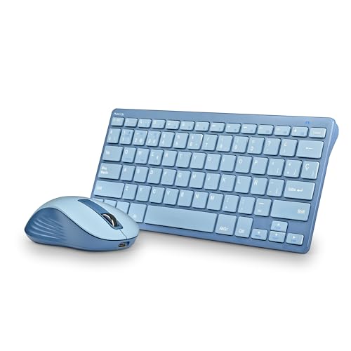 NGS Fantasy Kit Blue - Tastatur und Maus, spanische Sprache, QWERTY, wiederaufladbar, leise, Multimodus (2,4 GHz/BT1/BT2), 12 Multimedia-Tasten, Einstellbarer DPI, kompatibel mit PC/Mac/Tablets von NGS