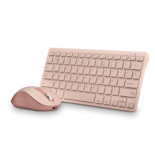 NGS Fantasy Kit Pink Tastatur und Maus, französische Sprache, AZERTY, wiederaufladbar, leise, Multimodus (2,4 GHz/BT1/BT2), 12 Multimedia-Tasten, Einstellbarer DPI, kompatibel mit PC/Mac/Tablets von NGS