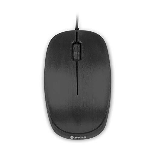 NGS Flame Black Optische Maus von 1000dpi und USB Cable, Computer- oder Laptop-Maus mit 3 Tasten, für Links- und Rechtshänder, Schwarz von NGS