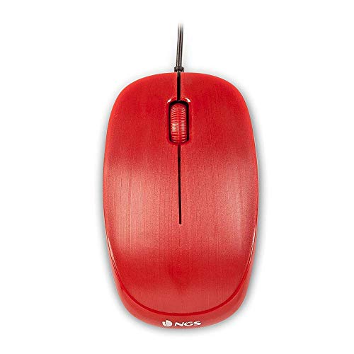 NGS Flame RED Optische Maus von 1000dpi und USB Cable, Computer- oder Laptop-Maus mit 3 Tasten, für Links- und Rechtshänder, Rot von NGS