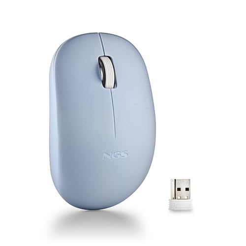NGS Fog Pro Blue - Kabellose Maus, Optische Maus mit 1000 DPI, Nano-USB-Schnittstelle, Leise Tasten, 2 Tasten und Scrollrad, Plug and Play, beidhändig, Blau von NGS
