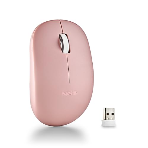 NGS Fog Pro Pink - Kabellose Maus, Optische Maus mit 1000 DPI, Nano-USB-Schnittstelle, Leise Tasten, 2 Tasten und Scrollrad, Plug and Play, beidhändig, Rosa von NGS