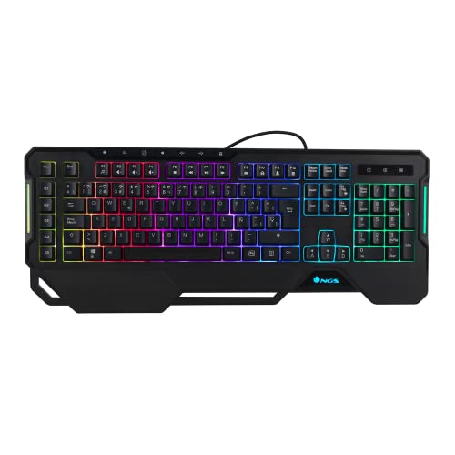 NGS GKX-450- Gaming-Membrantastatur mit RGB-Beleuchtung, Italienisch QWERTY-Tastatur, programmierbar, 19 Multimedia-Tasten, 1,8 m Kabel, Schwarz von NGS