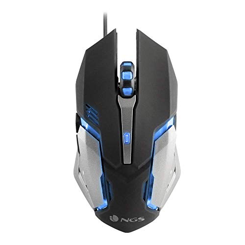 NGS GMX-100 Gaming-Maus mit USB-Kabel, optische Maus 800/1200/1600/2400dpi mit LED-Beleuchtung in 7 Farben von NGS