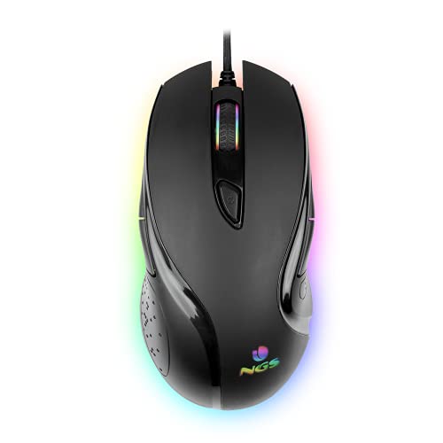 NGS GMX-125 Gaming-Maus mit USB-Kabel Kompatibel mit PC/PS4/PS5/XBOX One/Xbox X/Xbox S, Optische Maus 800/1200/1600/4800/6400/7200dpi mit LED in 7 Farben und 8 Programmierbare Tasten, Plug&Play von NGS