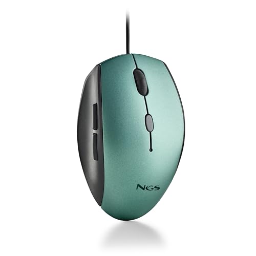 NGS Moth Ice - USB-kabelgebundene optische Computermaus mit 5 leisen Tasten und Scrollen, ergonomische Maus, 800/1200/1600 DPI dimmbar, EIS von NGS