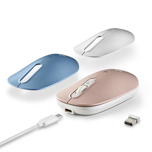 NGS Shell-RB Kabellose Maus, wiederaufladbar, ergonomische Maus für mehrere Geräte, Verbindung 2,4 GHz + Bluetooth 5.0, leise Tasten, beidhändig, zusätzliches farbiges Gehäuse, einstellbare dpi von NGS
