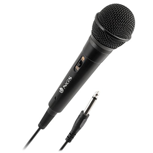 NGS Singer FIRE - Dynamisches Mikrofon, Mikrofon mit 3 Meter Kabel, 6,3 mm Klinkenanschluss und EIN/Aus-Taste von NGS