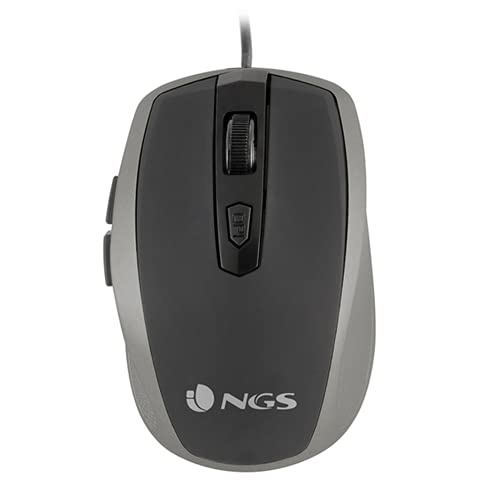 NGS TICK Silver - Optische Maus von 800/1600dpi und USB Cable, Computer- oder Laptop-Maus mit 6 Tasten, für Rechtshänder, Silber und Schwarz von NGS